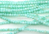 Margele sidef corai verde marin pastel, rotund, 4mm