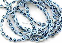 Evil eye mother-of-pearl beads, round, 6mm