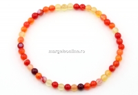 Bratara elastica agate striped portocaliu, 4mm