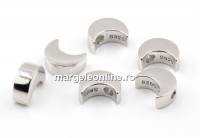 Margele decor, semiluna, argint 925 rodiat, 7.5mm - x1
