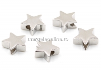 Decorative beads, star, 925 rhodium-plated silver, 8mm - x1
