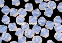 Ideal, margele bicone, white opal, 4mm - x40