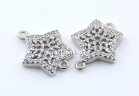 Link stea cu cristale, argint 925 placat cu rodiu, 15mm  - x1