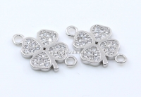 Link trifoi cu cristale, argint 925 placat cu rodiu, 16mm - x1