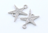 Link steluta cu cristale, argint 925 placat cu rodiu, 12mm - x1