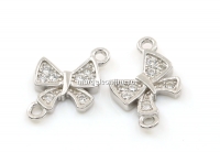 Link fundita cu cristale, argint 925 placat cu rodiu, 11.5mm - x1