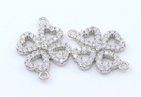 Link trifoi cu cristale, argint 925 placat cu rodiu, 17mm - x1