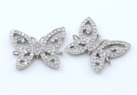 Link fluture cu cristale, argint 925 placat cu rodiu, 16mm - x1