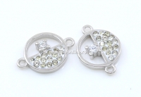 Link disc cu cristale, argint 925 placat cu rodiu, 11.5mm - x1