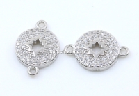 Link disc cu cristale, argint 925 placat cu rodiu, 14mm - x1