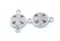 Link cruce cu cristale, argint 925 placat cu rodiu, 13.5mm - x1