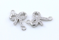 Link fundita cu cristale, argint 925 placat cu rodiu, 15mm - x1