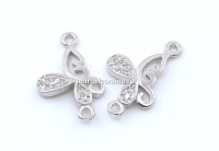 Link fluture cu cristale, argint 925 placat cu rodiu, 16mm - x1