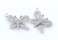 Link fluture cu cristale, argint 925 placat cu rodiu, 23mm - x1