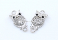 Link bufnita cu cristale, argint 925 placat cu rodiu, 13mm - x1