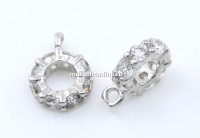 Charm decor cu cristale, argint 925 placat cu rodiu, 9mm - x1