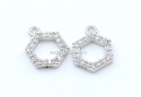 Charm decor cu cristale, argint 925 placat cu rodiu, 10mm - x1