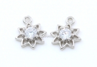 Charm decor cu cristale, argint 925 placat cu rodiu, 9mm - x1