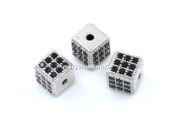 Margele decor, cub cu cristale, argint 925 rodiat, 5.5mm - x1