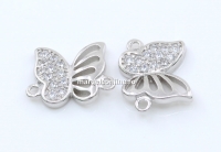 Link fluture cu cristale, argint 925 placat cu rodiu, 12mm - x1