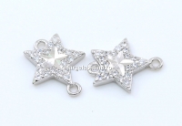 Link steluta cu cristale, argint 925 placat cu rodiu, 11mm - x1
