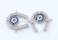 Link potcoava cu cristale, argint 925 placat cu rodiu, 17.5mm - x1