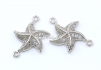 Link stea de mare cu cristale, argint 925 placat cu rodiu, 18mm - x1
