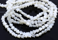 Margele sidef natural alb, stea, 6mm