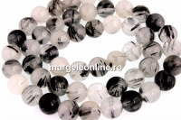 Margele cuart turmalinat, natural, rotund, 4mm
