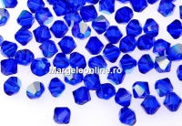 Swarovski, margele bicone xilion, majestic blue AB, 6mm - x10