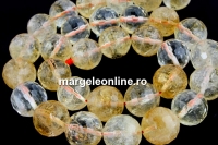 Margele citrin natural, rotund microfatetat, 13.5mm