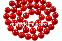 Perle tip Mallorca, rotund, rosu,  6.5mm