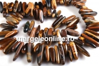 Margele ochi de tigru maro, stick, 18x5-24x7mm