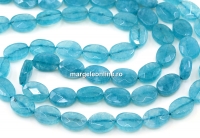 Margele cuart angelit, intense, oval fatetat , turcoaz, 12mm