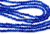 Margele Agate, rotund fatetat, albastru intens, 3.3mm