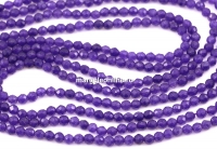 Margele Agate, rotund fatetat, mov intens, 3mm