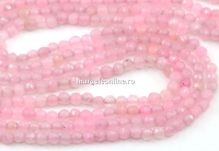 Margele Cuart rose, rotund fatetat, 3.3mm