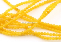 Margele Agate, rotund, galben intens, 3mm