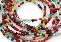 Margele Agate, rotund, multicolor, 3mm