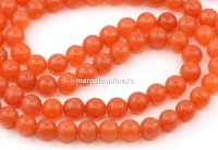Margele Jad, rotund, portocaliu, 6.5mm