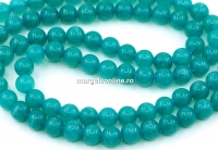 Margele Jad, rotund, verde marin, 6.5mm