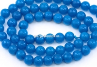 Jade beads, round, capri blue, 6.5mm