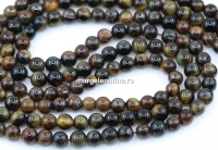 Margele ochi de tigru maro-albastru, rotund, 4mm