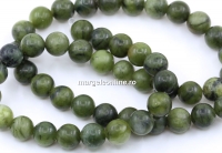 Margele Jad olive semi-mat, rotund, 8mm