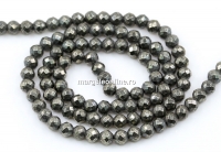 Margele Pirita naturala, rotund fatetat, 4mm