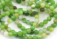 Margele Agate lace dantelate, rotund, verde, 6.5mm