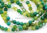 Margele Agate lace dantelate, rotund, verde, 6.5mm - x40buc