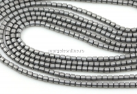 Margele Hematit, tub, argintiu mat, 2.3x2.2mm