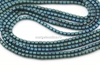 Margele Hematit, tub, verde mat, 2.3x2.2mm