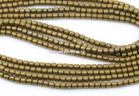 Margele Hematit, tub, auriu mat, 2.3x2.2mm